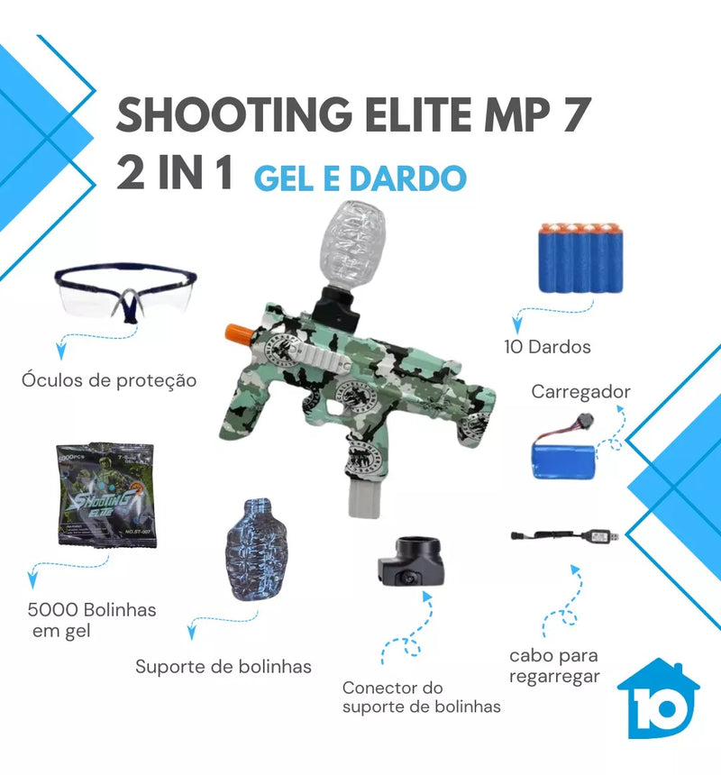 Arma elétrica MP7 de disparos de Bolinhas de Gel! Seu filho brincando longe das telas!!