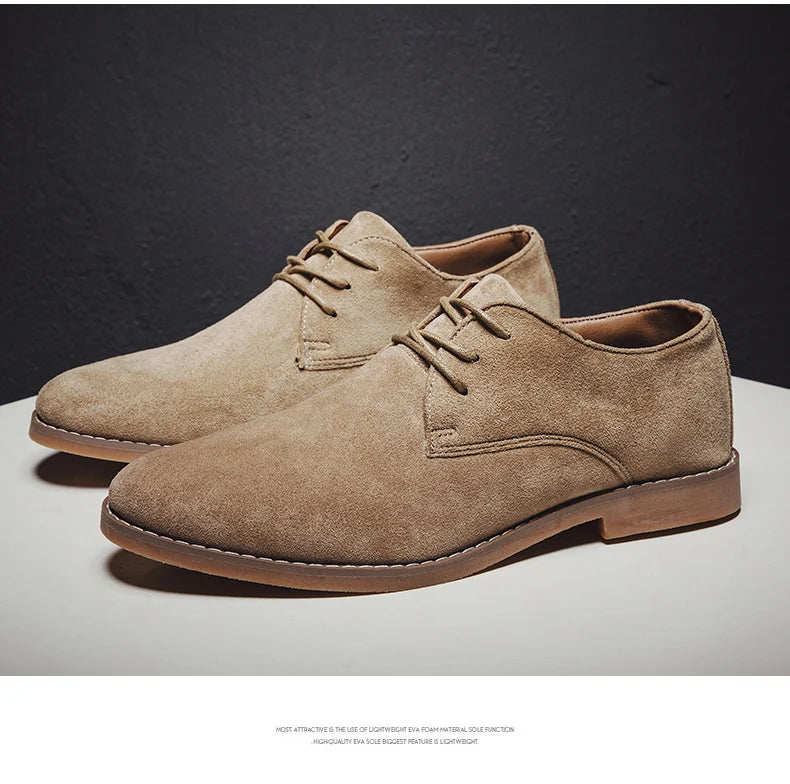 Men's Trend Casual Shoes Men's Suede Oxford Wedding Leather Dress Men's Shoes Men's Dress Flats