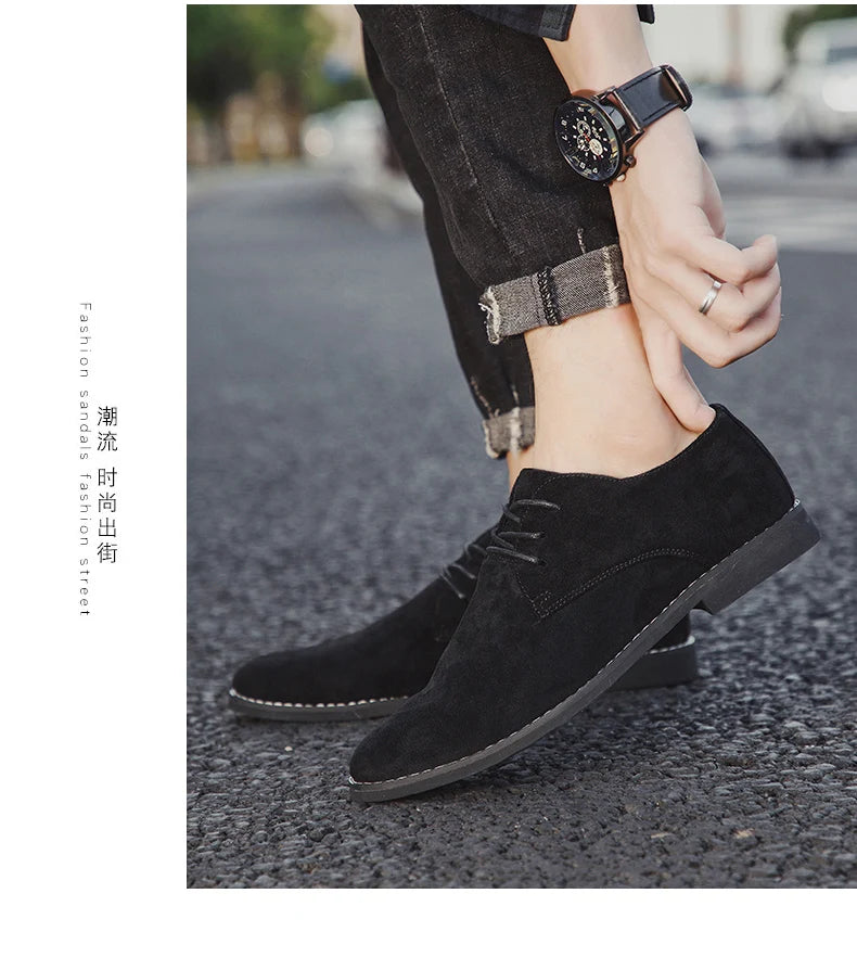 Men's Trend Casual Shoes Men's Suede Oxford Wedding Leather Dress Men's Shoes Men's Dress Flats