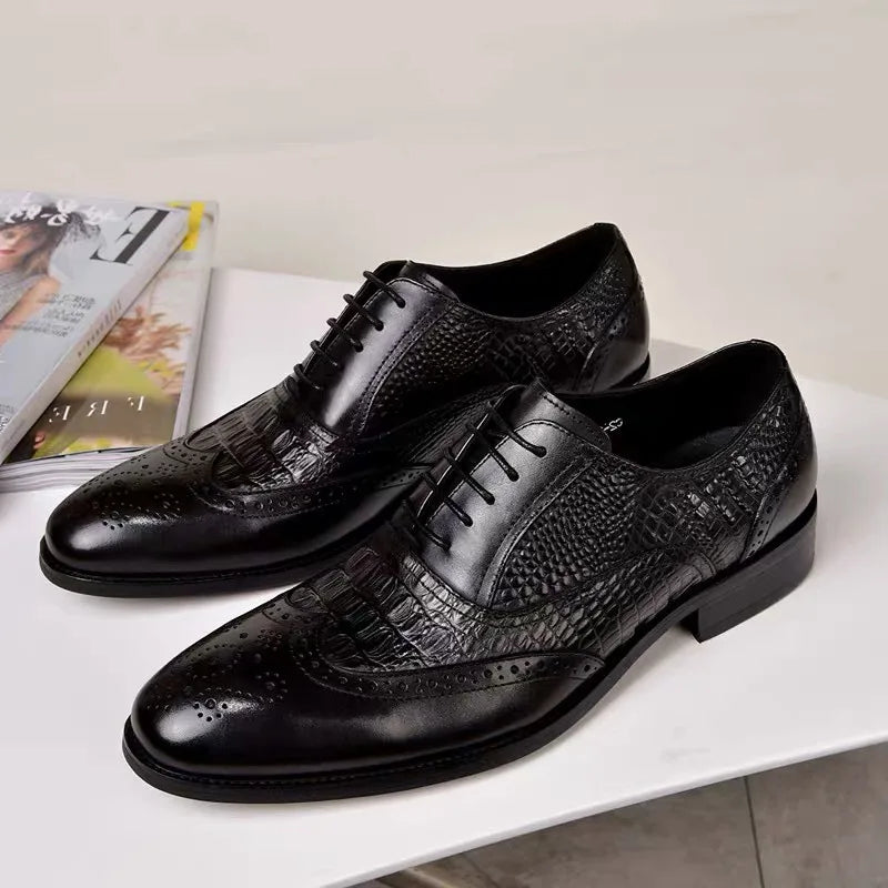 Social Shoe Male Men's Casual Leather Shoes Mens Dress Wedding Spring/Summer Collection Man Designer Loafers Black Luxury Brown