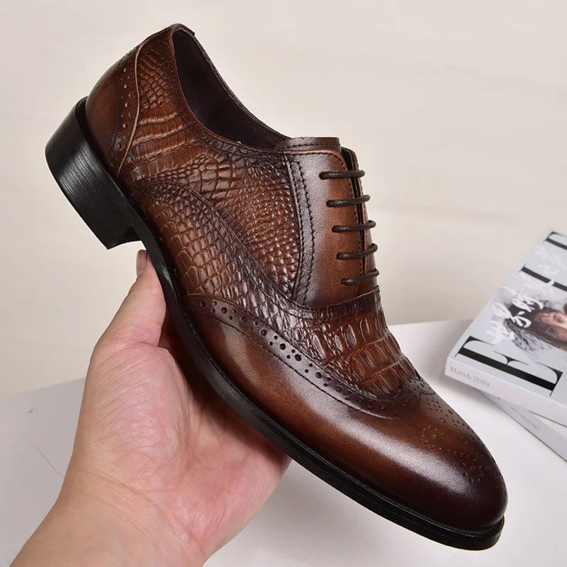 Social Shoe Male Men's Casual Leather Shoes Mens Dress Wedding Spring/Summer Collection Man Designer Loafers Black Luxury Brown