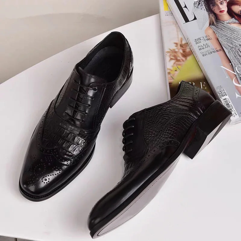 Social Shoe Male Men's Casual Leather Shoes Mens Dress Wedding Spring/Summer Collection Man Designer Loafers Black Luxury Brown