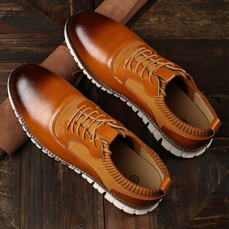 Social Shoe Male Men's Casual Leather Shoes Mens Dress Wedding Spring/Summer Collection Man Designer Loafers Black Luxury Brown