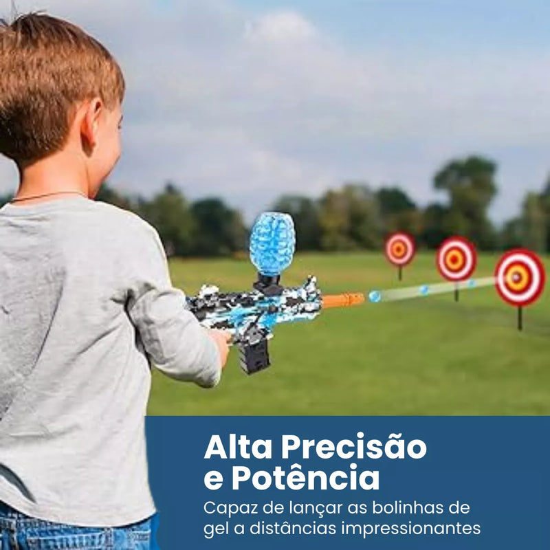 Arma elétrica MP7 de disparos de Bolinhas de Gel! Seu filho brincando longe das telas!!